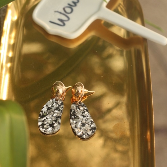 New resin Earrings silver gold Acrylic dangling - Picture 3 of 7